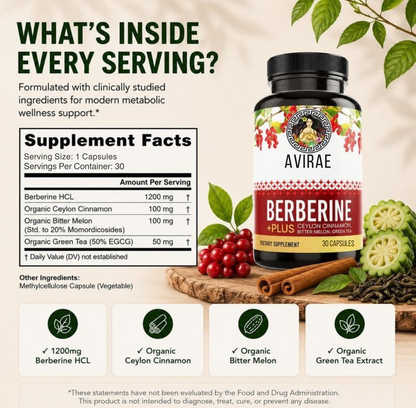 Berberine with Ceylon Cinnamon, Bitter Melon, and Green Tea Extract